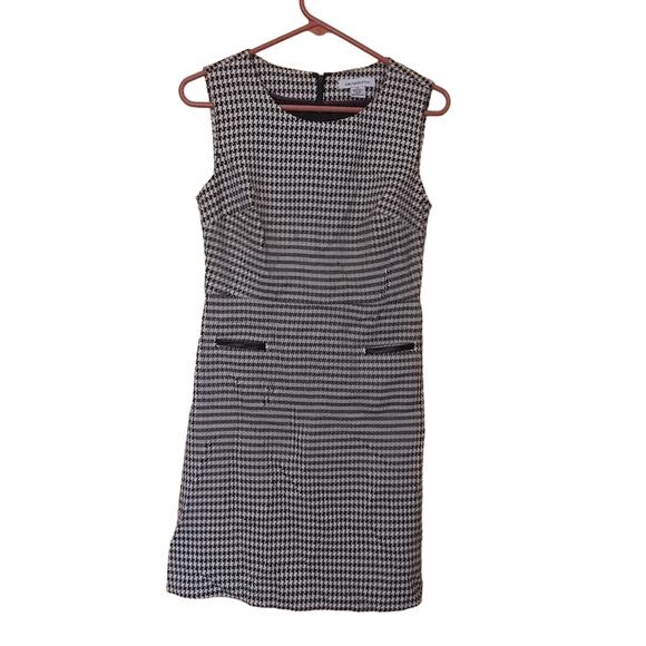 Liz Claiborne Size 4 Houndstooth Black White Dress Sleeveless Pockets Profession - Picture 1 of 14